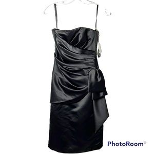 Mori Lee black satin strapless prom dress size 2